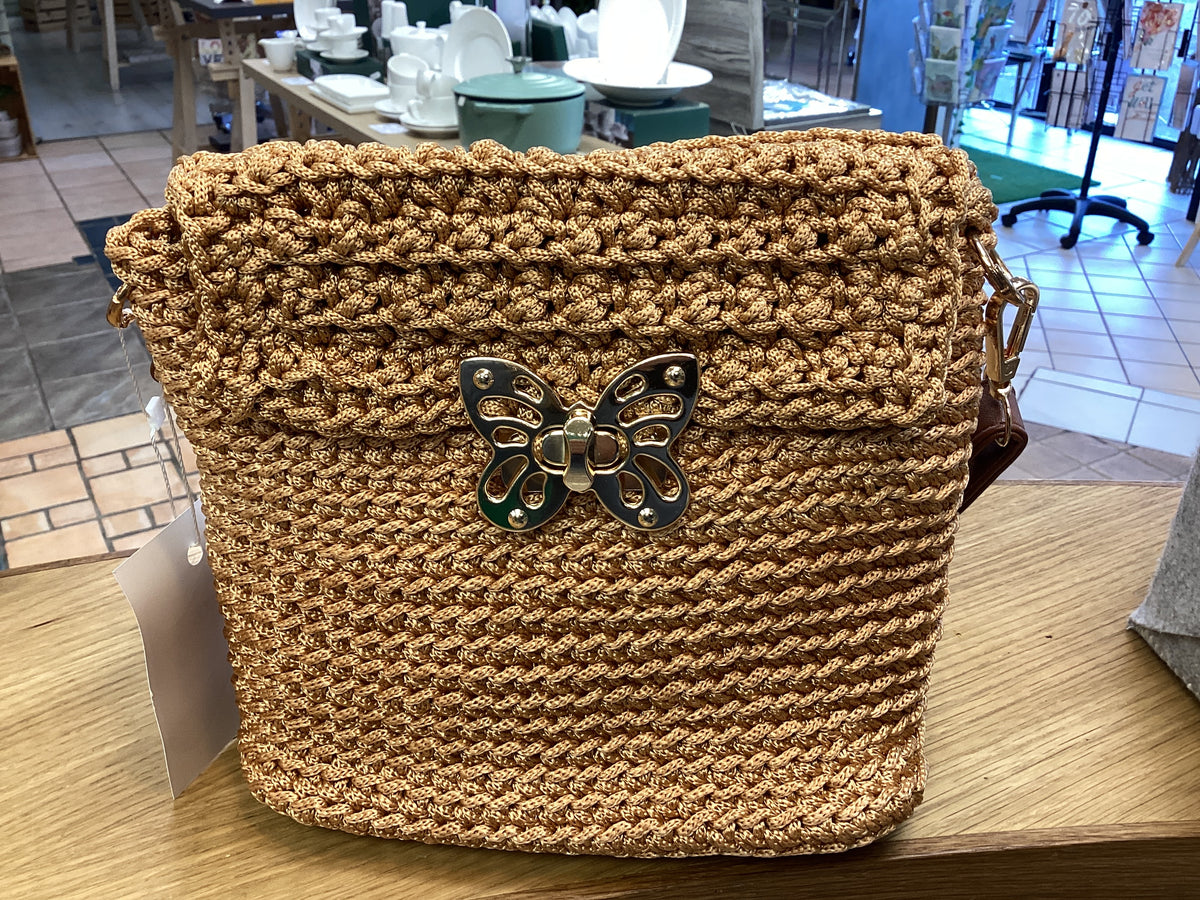 Angi Crocheted handbag and clutch bag  in gold