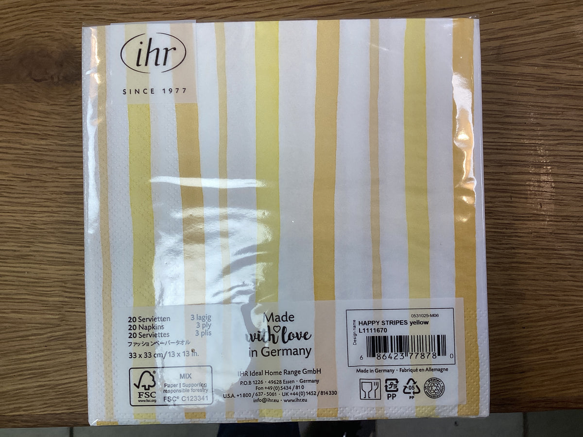 IHR napkins Happy Stripes yellow