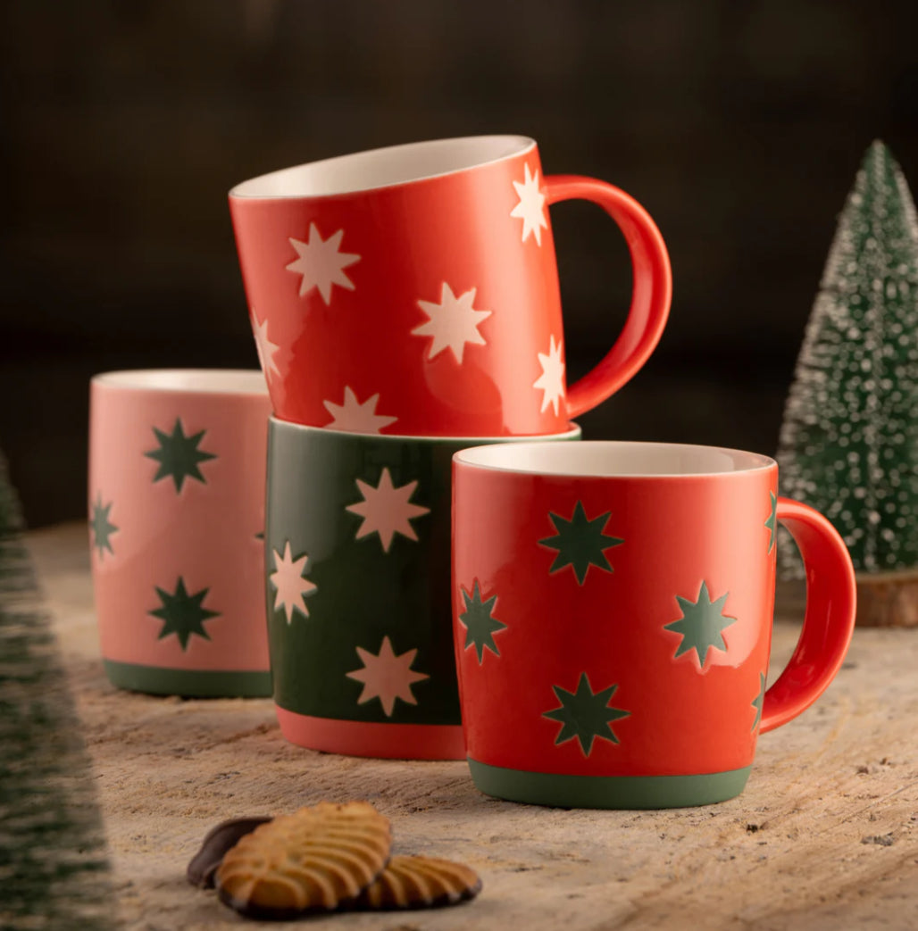 Belleek Living Bright Star Mugs x4