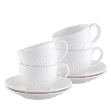 Belleek Erne Cappuccino Cup & Saucer Set of 4