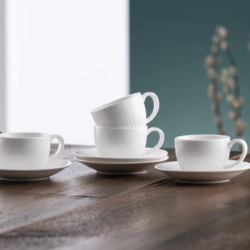 Belleek Erne Cappuccino Cup & Saucer Set of 4