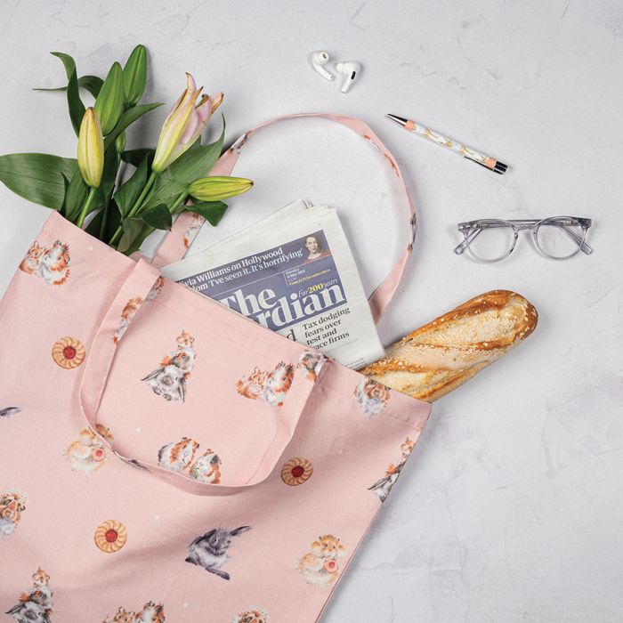 Wrendale ‘Piggy In The Middle’ Rabbit & Guinea Pig Foldable Shopping Bag