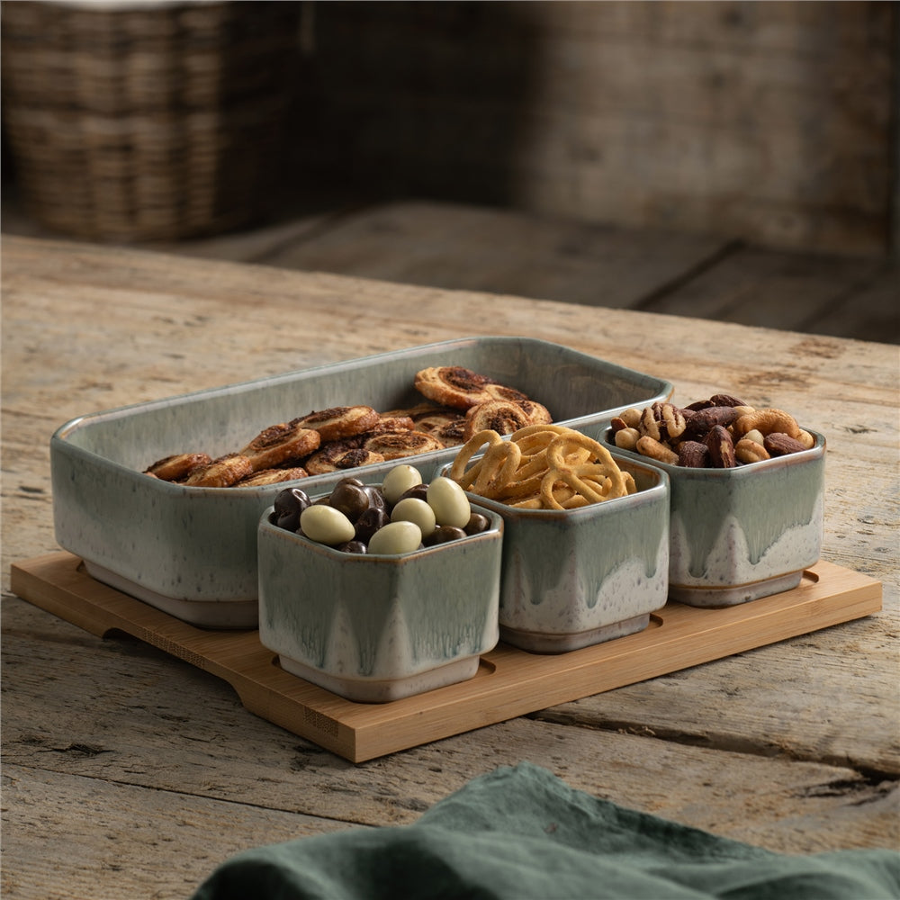 Belleek Living Tivoli Serving Set On Bamboo Board