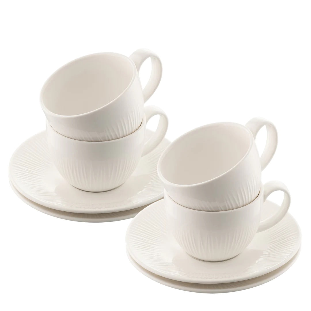 Belleek Living Erne Set Of 4 Teacups & Saucers