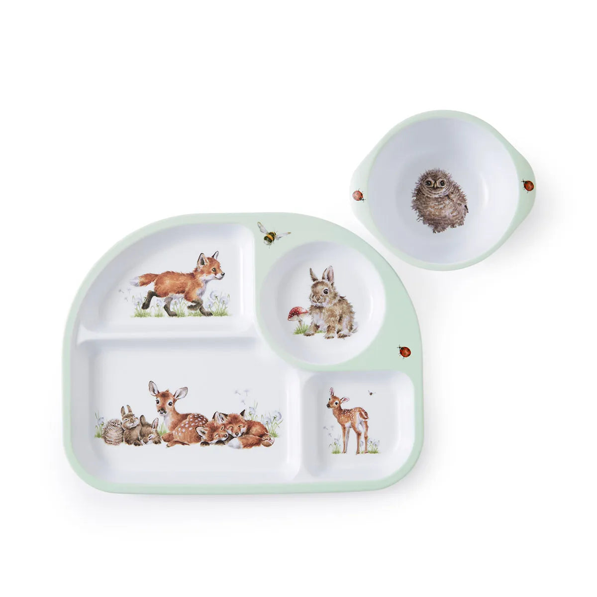 Wrendale ‘Little Wren’ 2 Piece Set Divided Plate & Bowl