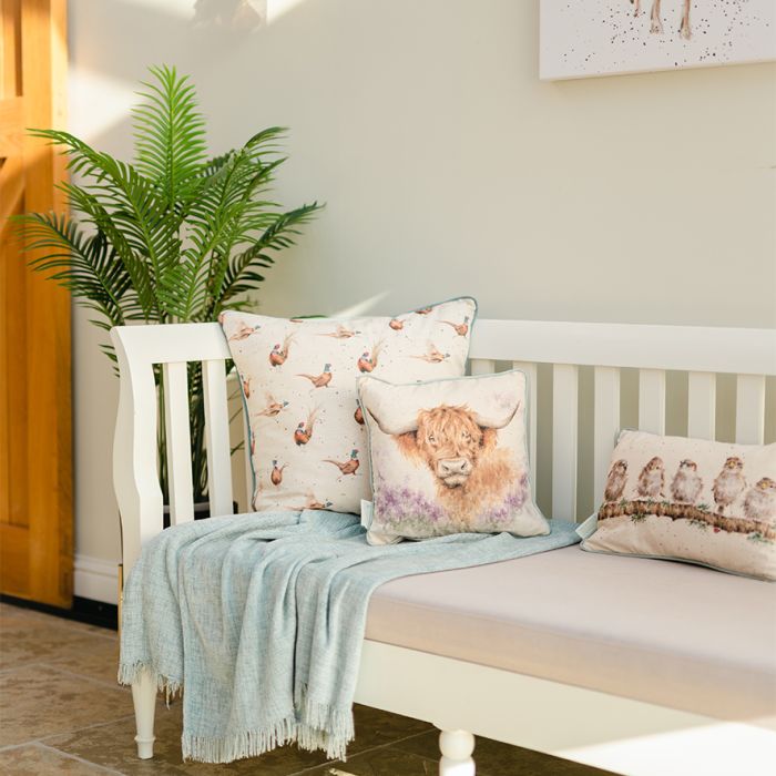 Wrendale ‘Highland Heathers’ Highland Cow Cushion 40cm