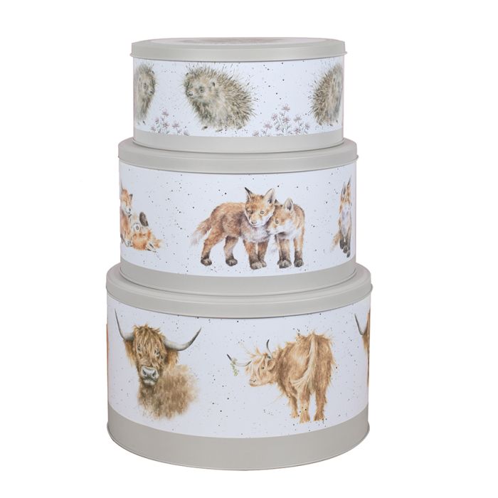 Wrendale Country Grey Cake Tin Nest ‘Highlandcow’