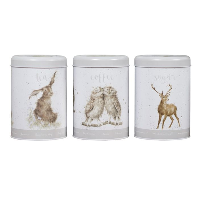 Wrendale ‘Country Animal’ Grey Tea, Coffee And Sugar Canisters