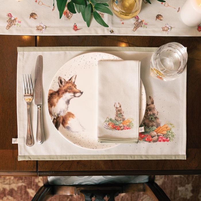 'Garden Friends' Set Of Four Woodland Animal Fabric Placemats