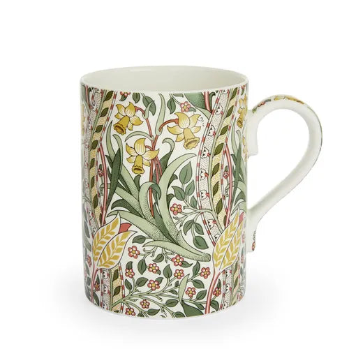 Morris & Co. Spode Daffodil Bone China Mug, 340ml, Green/Multi