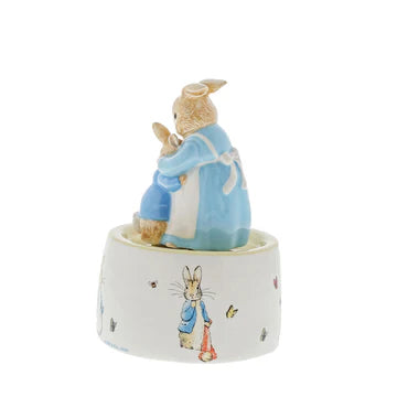 Mrs. Rabbit and Peter Ceramic Musical Figurine by Beatrix Potter A30003