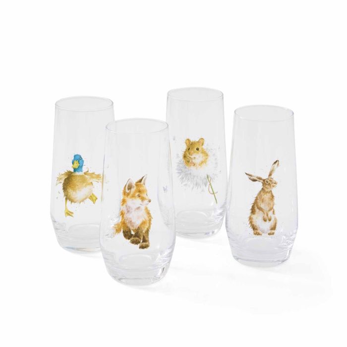 Wrendale Country Animal Set of 4 Country Animal Hi-Ball Glasses