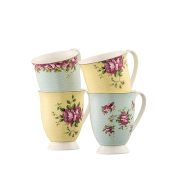 Aynsley Archive Rose Footed Mug Set x4