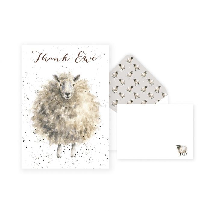 Wrendale ‘Thank Ewe’ 8 x Cards and Illustrated Envelopes