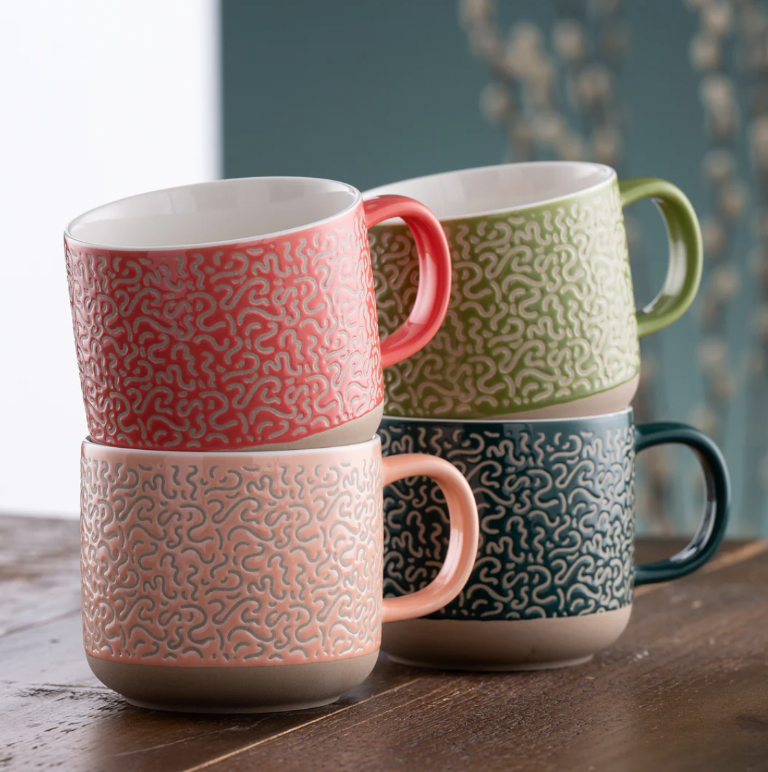 Belleek Living Squiggle Set Of 4 Mugs