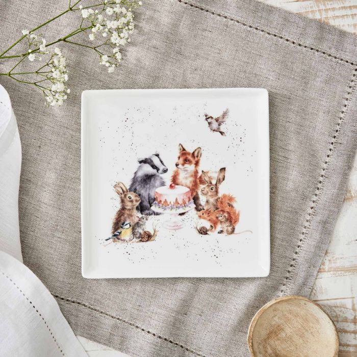 Wrendale Square Plate 18cm ‘Woodland Party’