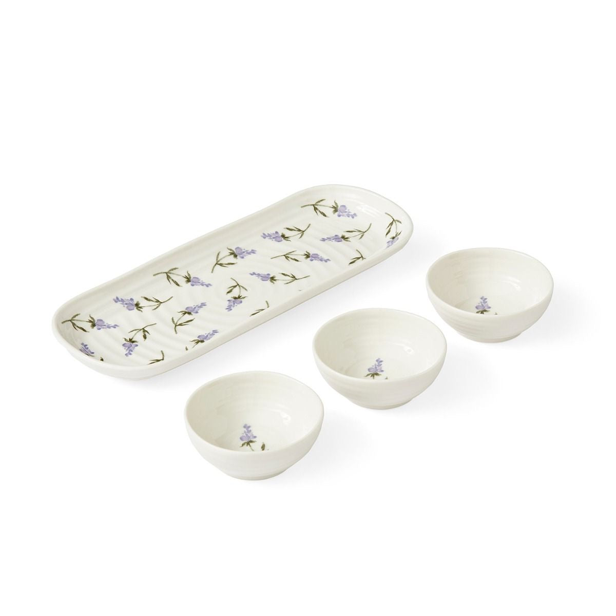Portmeirion Sophie Conran 3 Dip Bowls & Tray Lavandula